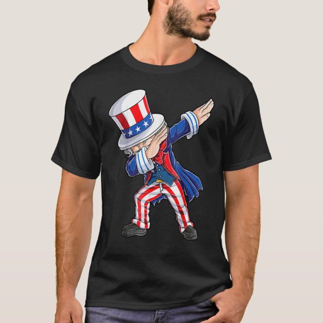 Camiseta Dabbing Tio Sam 4 De Julho Meninos Men (Frente)