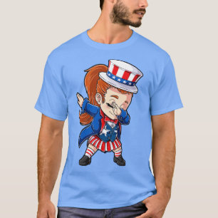 Camiseta Dabbing Tio Sam Girl 4 de julho Meninas Gif
