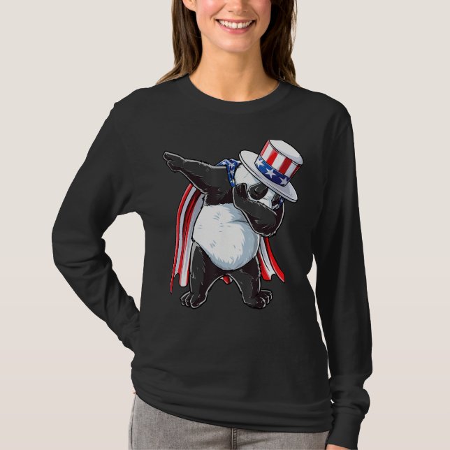 Camiseta Dabbing Tio Sam Panda 4 De Julho Meninos Win (Frente)
