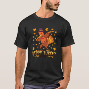 Camiseta Dabbing Turkey Ação de Graças Happy Turkey Day boy