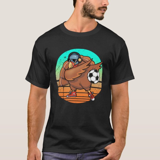 Camiseta Dabbing Turkey Soccer Player  Thanksgiving Day Fea (Frente)