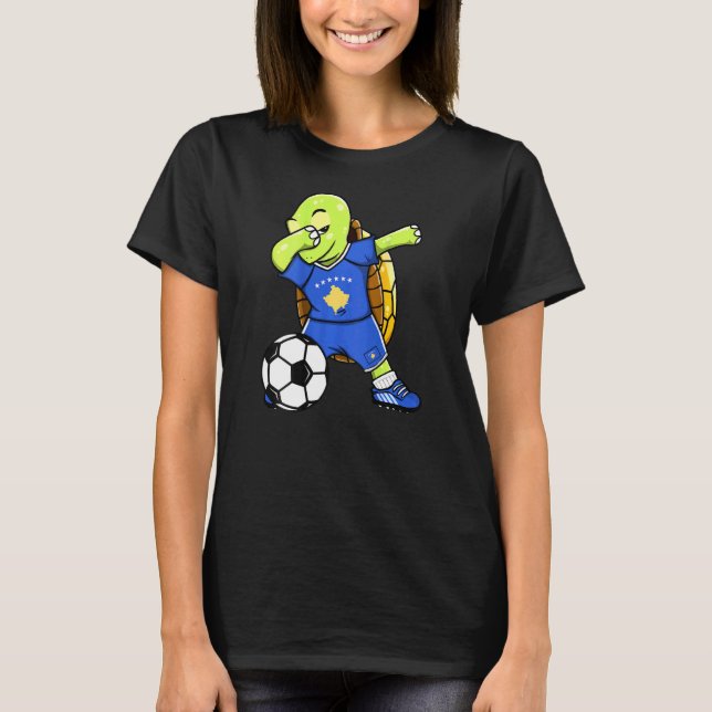 Camiseta Dabbing Turtle Kosovo Soccer Fans Jersey Kosovar F (Frente)