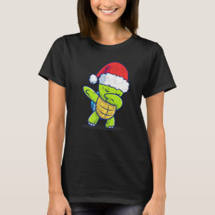 Camiseta Dabbing Turtle Santa Claus Hat Christmas Zoo Anima