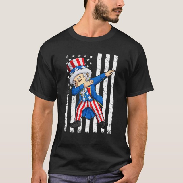Camiseta Dabbing Uncle Sam  4th of July Men Kids Boys (Frente)