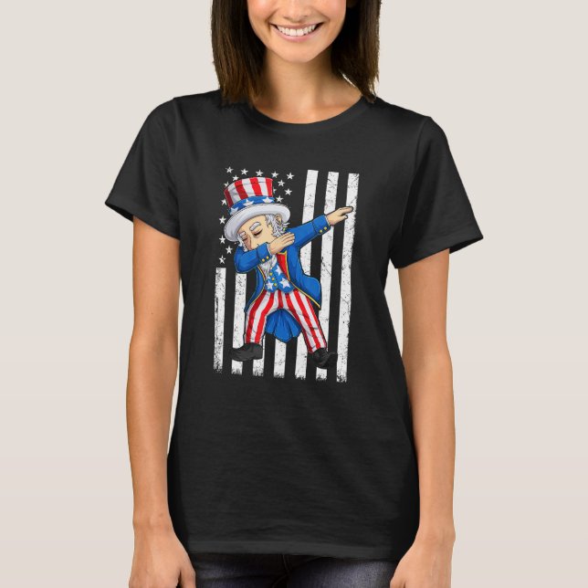Camiseta Dabbing Uncle Sam  4th of July Men Kids Boys (Frente)