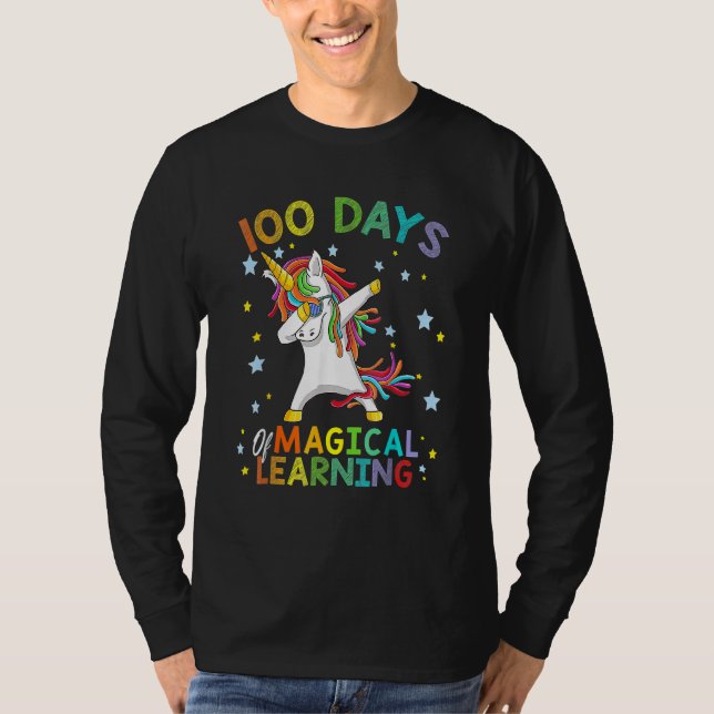 Camiseta Dabbing Unicorn 100 Days Of Magical Learning 100th (Frente)