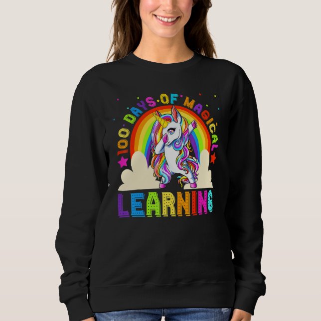 Camiseta Dabbing Unicorn 100 Days Of Magical Learning 100th (Frente)
