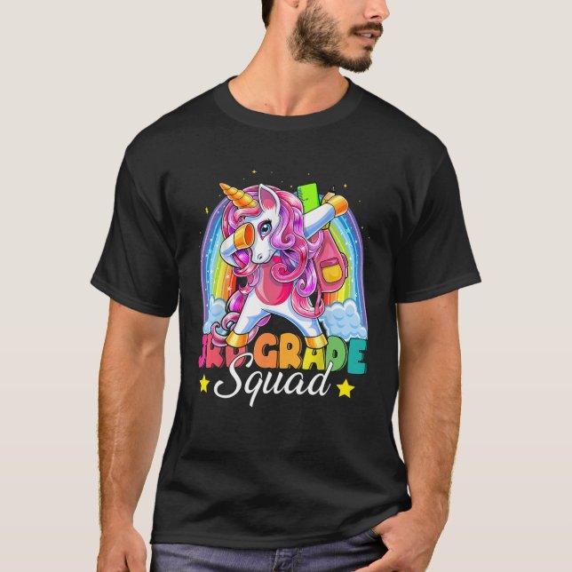 Camiseta Dabbing Unicorn 3Rd Grade Squad de volta à escola (Frente)