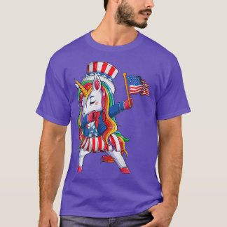 Camiseta Dabbing Unicorn 4 de julho Girls Kids Women Ameri