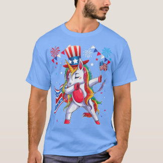Camiseta Dabbing Unicorn 4 de julho Meninas Crianças Menina