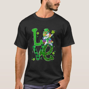 Camiseta Dabbing Unicorn ama Shamrock Engraçado Rua D de P