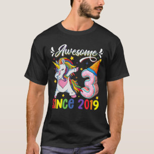 Camiseta Dabbing Unicorn aniversário de 3 anos Incrível 201