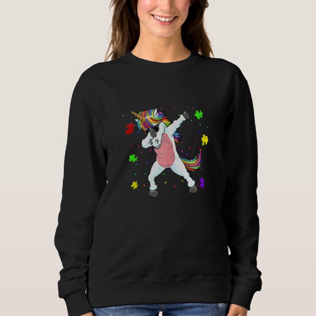 Camiseta Dabbing Unicorn Autism Awarness Quebra-cabeça boce (Frente)