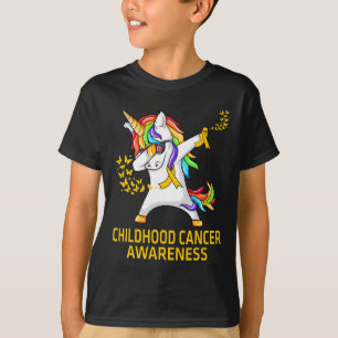 Camiseta Dabbing Unicorn Chilhood Cancer Awarness Warrior