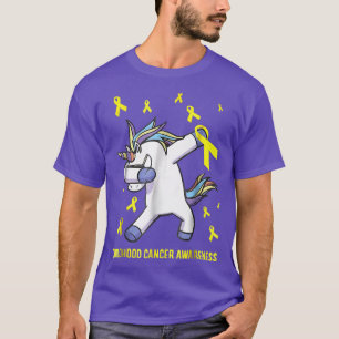 Camiseta Dabbing Unicorn Chilhood Cancer Warrior Dourado Ri