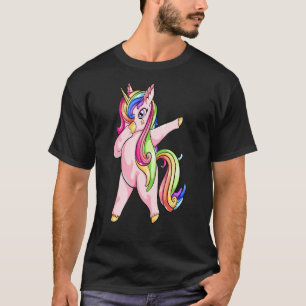 Camiseta Dabbing Unicorn com dançarino de cabelo arco-íris