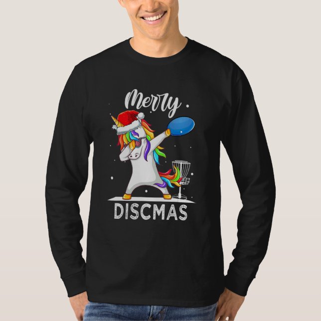 Camiseta Dabbing Unicorn Dab Xmas Disk Golf Player Christma (Frente)
