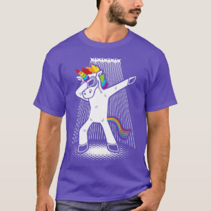 Camiseta Dabbing Unicorn dançando arco-íris mitológico