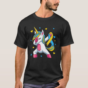 Camiseta Dabbing Unicorn Down Syndrome , Girls Extra Chromo
