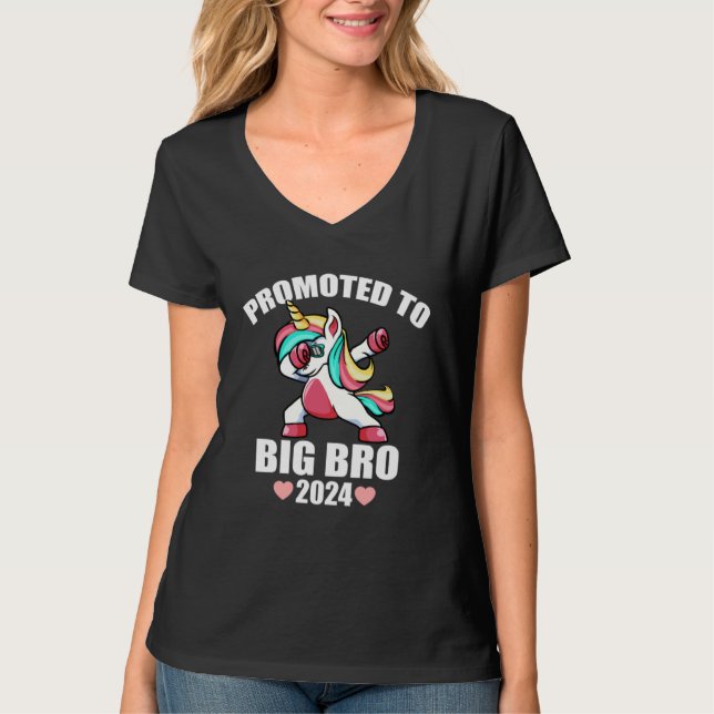 Camiseta Dabbing Unicorn  For Boys Promoted To Big Brother  (Frente)