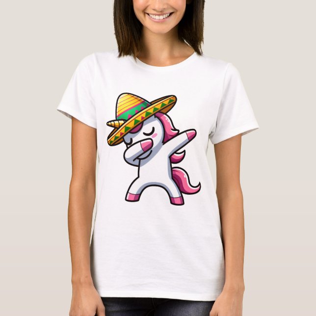Camiseta Dabbing Unicorn Funny Cinco De Mayo (Frente)