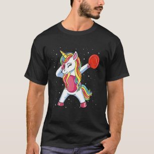 Camiseta Dabbing Unicorn Golfer Voando Disco Golf Player Gi