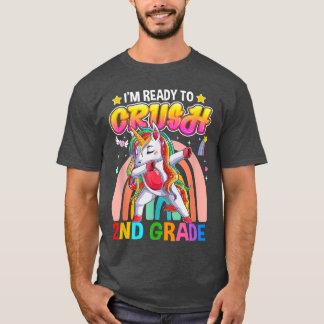 Camiseta Dabbing Unicorn I'm Ready To Crush 2nd Grade Back