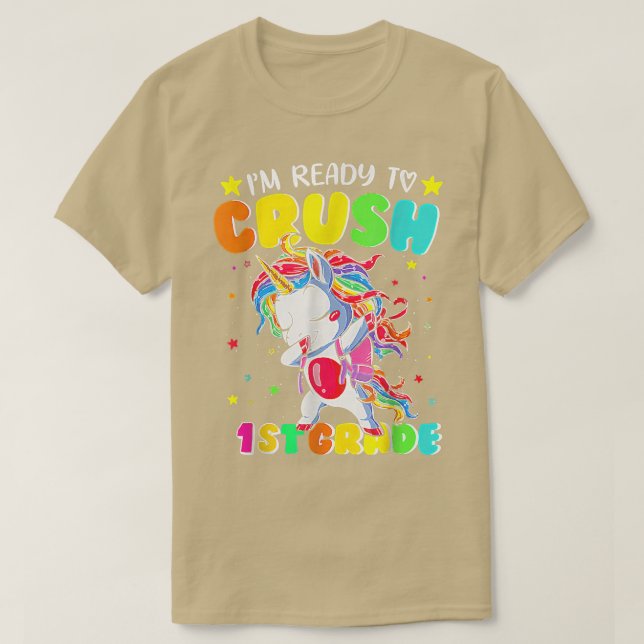 Camiseta Dabbing Unicorn Kid Estou pronto para esmagar 1 ru (Frente do Design)