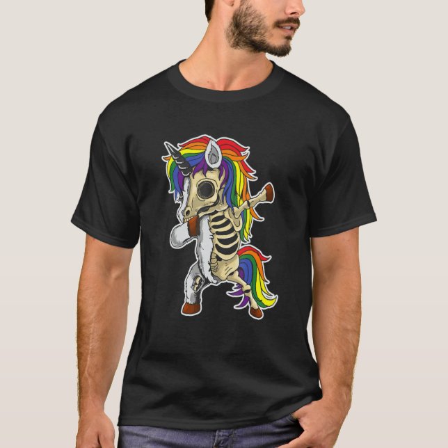 Camiseta Dabbing Unicorn Lgbt Pride   Halloween 2022   Cute (Frente)