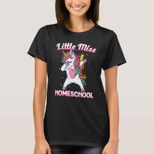 Camiseta Dabbing Unicorn Little Miss Homeschool Primeiro Di