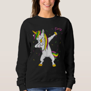 Camiseta Dabbing Unicorn Mardi Gras Funny Girls Kids Dab