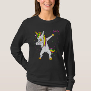 Camiseta Dabbing Unicorn Mardi Gras Funny Girls Kids Dab