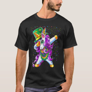 Camiseta Dabbing Unicorn Mardi Gras Funny Girls Mulheres Cr