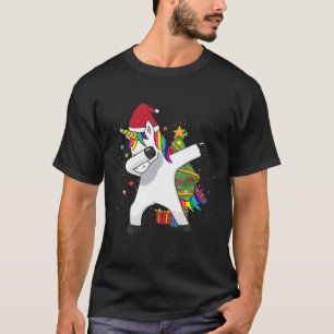 Camiseta Dabbing Unicorn Papais noeis natalinos garotas mul