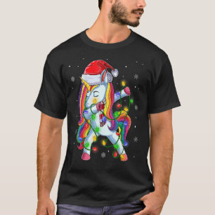 Camiseta Dabbing Unicorn Papais noeis natalinos garotas mul