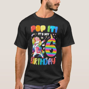 Camiseta Dabbing Unicorn Pop É meu aniversário 6 Birt