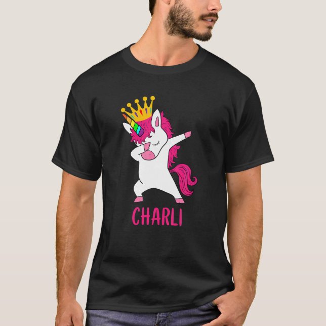 Camiseta Dabbing Unicorn Queen Personalizado CHARLI (Frente)