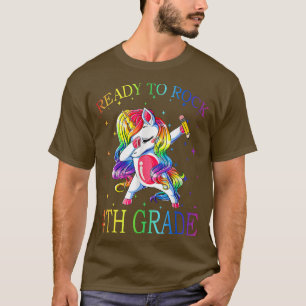 Camiseta Dabbing Unicorn Ready to Rock 4th Grade Back To Sc