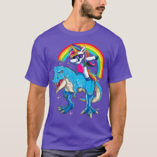 Camiseta Dabbing Unicorn Riding T rex Dinosaur Boys Girls R