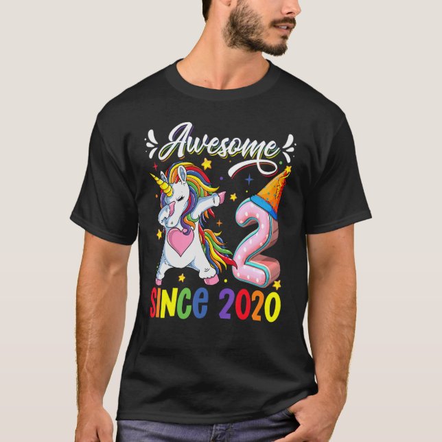 Camiseta Dabbing Unicorn segundo aniversário Incrível 2010  (Frente)