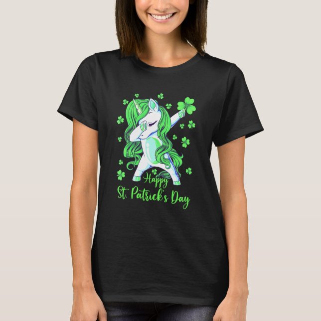 Camiseta Dabbing Unicorn Shamrocks It's St Patricks Day & M (Frente)