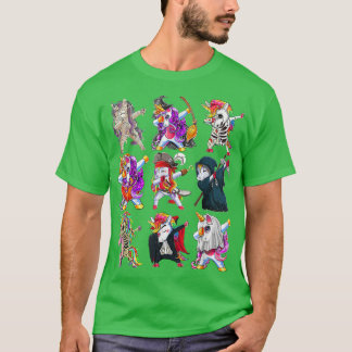 Camiseta Dabbing Unicorn Skeleton Zombie Pumpkin Mummy Hall