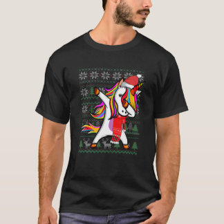 Camiseta Dabbing Unicorn Ugly Christmas Sweater Party Costu