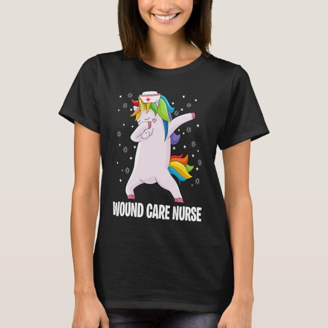 Camiseta Dabbing Unicorn  Wound Care Nurse Wound Ostomy Nur (Frente)