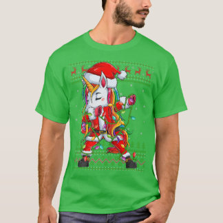 Camiseta Dabbing Unicorn Xmas lança Papais noeis feios Unic