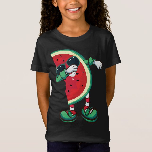Camiseta Dabbing Watermelon Kawaii Melon Summer Fruta (Frente)