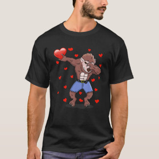 Camiseta Dabbing Werewolf Red Heart Love Dia de os namorado
