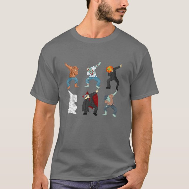 Camiseta Dabbing Werewolf Zombie Vampire Ghost Halloween Co (Frente)