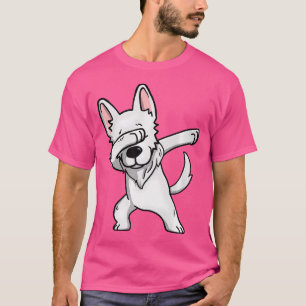 Camiseta Dabbing White German Shepherd Dab Dança