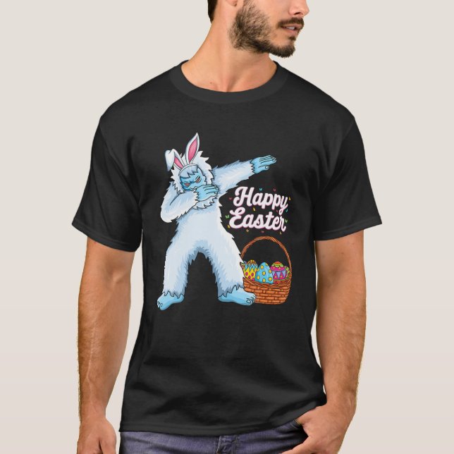 Camiseta Dabbing Yeti Easter Ovos Bunny Crianças Meninas Ai (Frente)